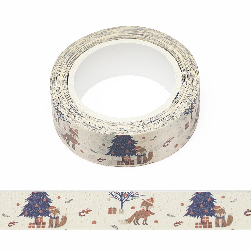 

NEW 1PC 15mm x 10m Christmas Trees Gifts Snow Elk Scrapbook Paper Masking Adhesive Washi Tape set designer mask