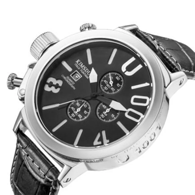 2019 Топ бренд KIMSDUN мужские часы кожаный Бизнес Кварцевые Роскошные светящиеся