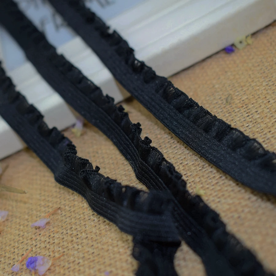 Черные эластичные ленты #1439 4 цветов кружевная отделка 14 мм широкая эластичная