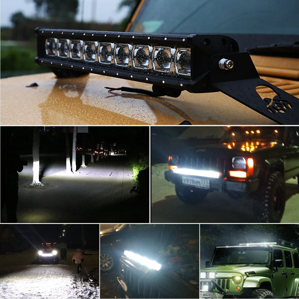

WINING 8 inch 30W 9D Led Light Bar Single Row Led Bar Light for Wrangler JK 4x4 off road SUV 9D Work Light Bar