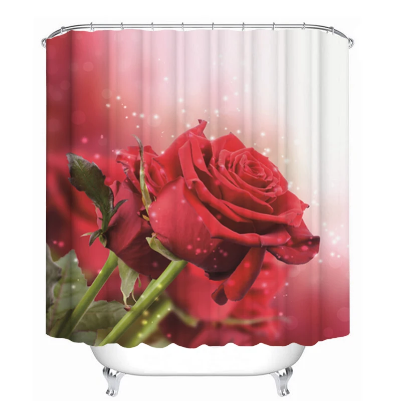 Black and White Rose Flower Waterproof Shower Curtain Beautiful Flowers Bathroom Curtains Set Toilet Cover Non-Slip Bath Mat | Дом и сад