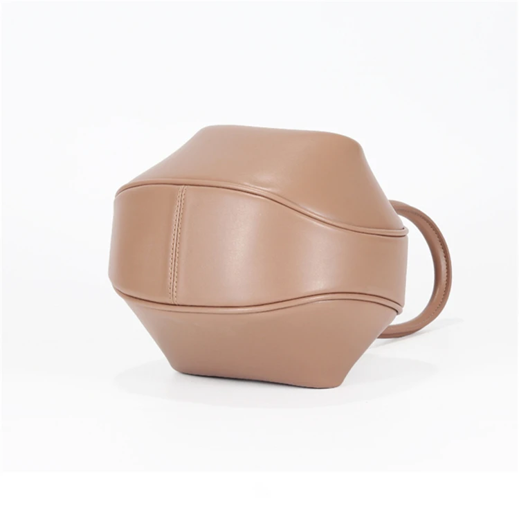 Burminsa Elegant Spherical Cow Genuine Leather Bags Women Small Designer Handbags High Quality Luxury Ladies Tote Bags NEW