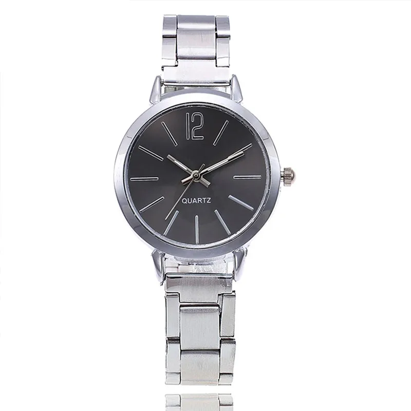 Silver black Новые женские роскошные часы из сплава розового золота с тонким ремешком, модные маленькие наручные часы с циферблатом, женская одежда, повседневные подарочные часы Relogio - Цвет: Silver black