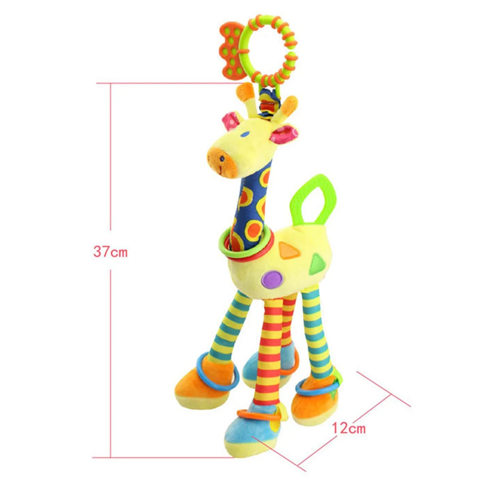 Мягкая погремушка с жирафом для новорожденных милая плюшевая детская коляска