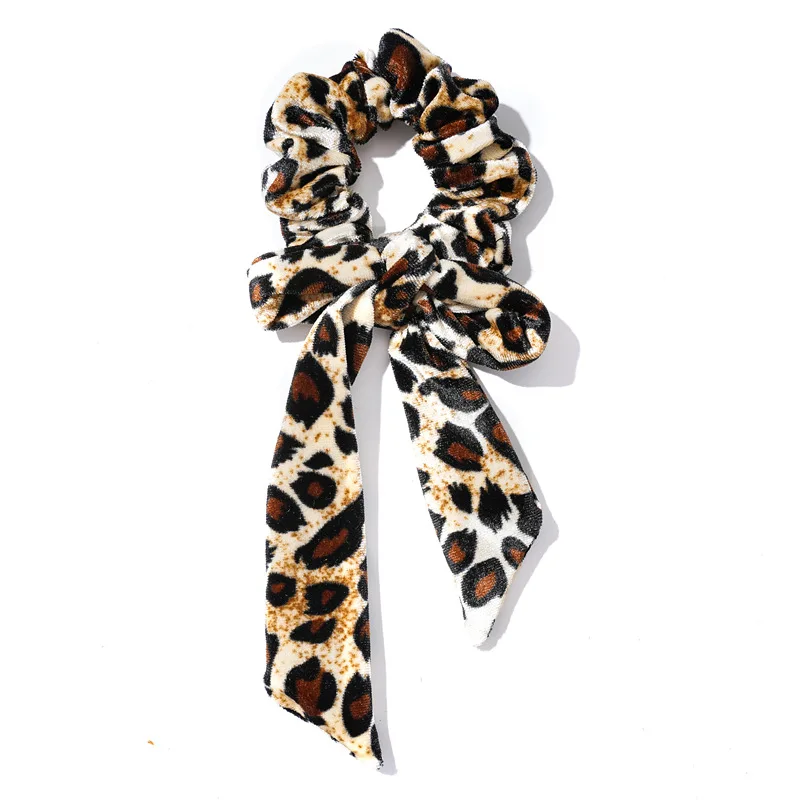 

New Fashion Woman Leopard Bow Hair Bands Elastic Loop Ponytail Ties Scrunchies Head Bands Head wear Hair Accessories