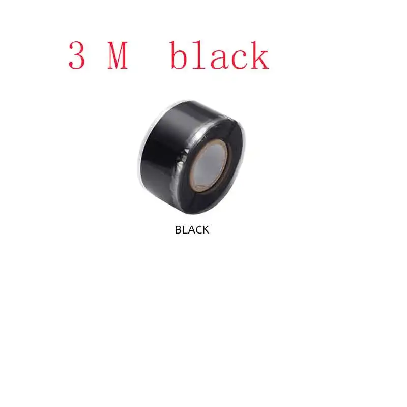 3M black 3m/1,5 M новая многоцелевая самоклеящаяся прочная черная резиновая силиконовая водонепроницаемая клейкая лента спасательная самосплавляющаяся проволока - Цвет: 3M black
