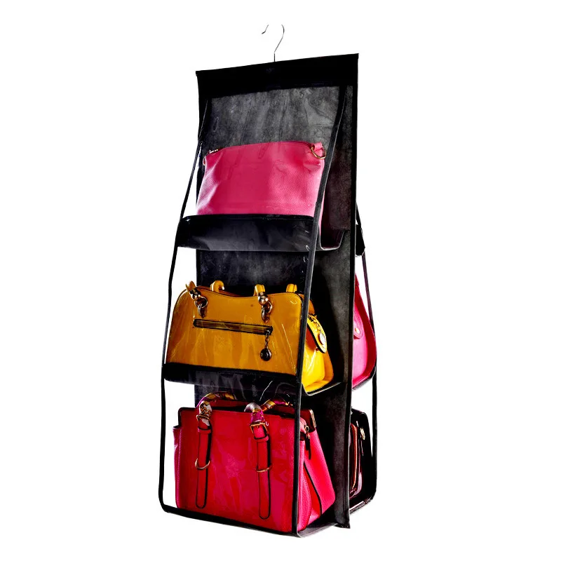 &quot6 Pocket Hanging Handbag Organizer for Wardrobe Closet Transparent Storage Bag Door Wall Clear Sundry Shoe with Hanger Pouc | Дом и сад