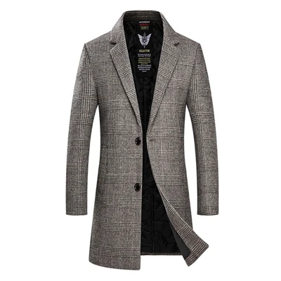 Camel ISurvivor мужские зимние осенние шерстяные пальто куртки Jaqueta Masculina мужские повседневные модные облегающие Большие размеры клетчатые пальто - Цвет: Camel