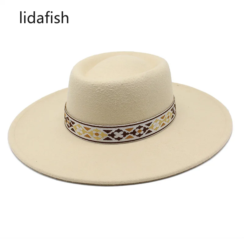

lidafish French Style Women Fedoras Hat Elegant Celebrity Bowler Dress Hat 9.5CM Wide Brim Church Jazz Caps