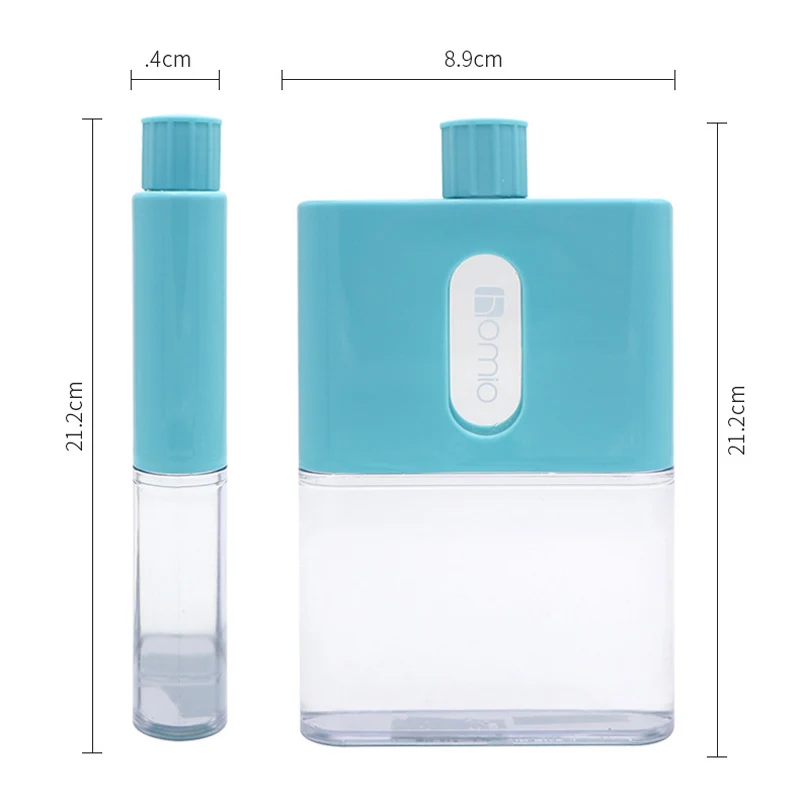 BPA Free A5 бутылка для бумажных книг плоская фляга воды пластиковая портативная