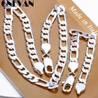 Изысканный 4 мм сжатая полые сетки цепи Мужская Мода Серебряный ювелирный набор с покрытием из милые балетки на плоской подошве Фигаро Цепь ожерелье и браслет ювелирные изделия комплект