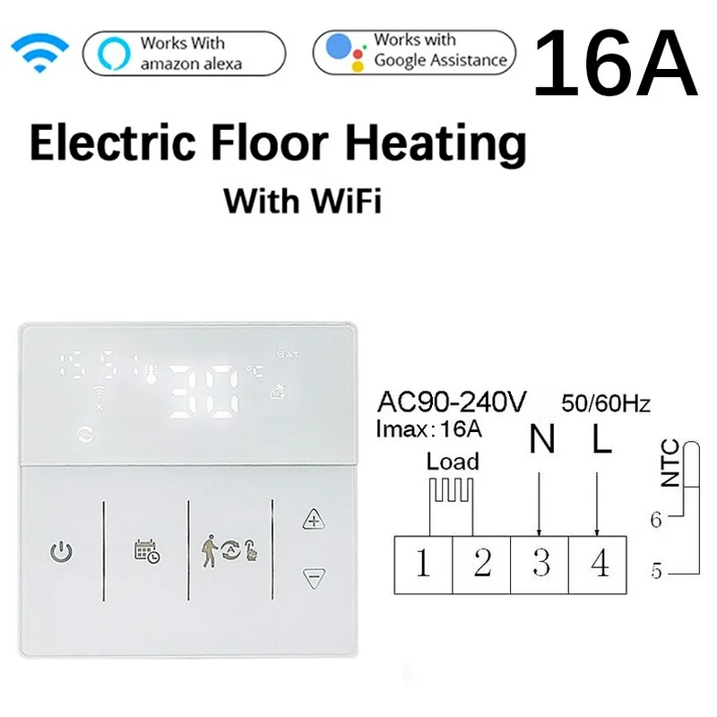 

New Tuya WiFI 16A/3A Smart Floor Heating/Boiler Thermostat Mobile App Remote Control Panel Heating Timing Voice Switch Control
