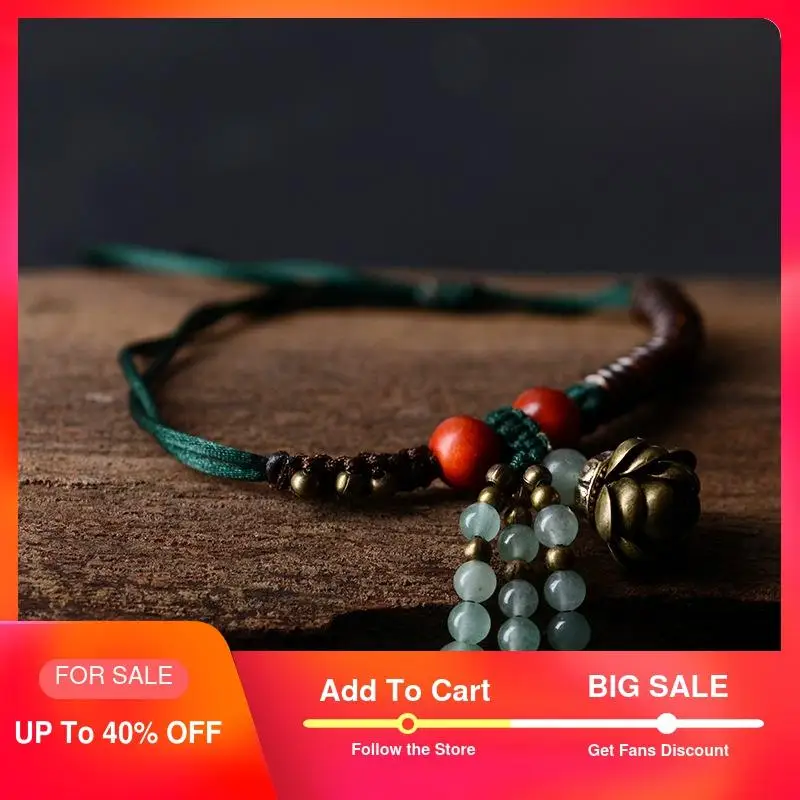 

Cute Copper Lutos Flower Anklets For Women Red Stone Bead Wood shell Aventurine Rope Chain Ethnic femme Jewelry New Arrival 2018