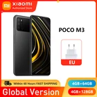 Смартфон глобальная версия POCO M3 4 Гб 64 Гб128 ГБ, сотовый телефон Snapdragon 662G, камера 48 МП, 6000 мАч, дисплей 6,53 дюйма, сотовый телефон