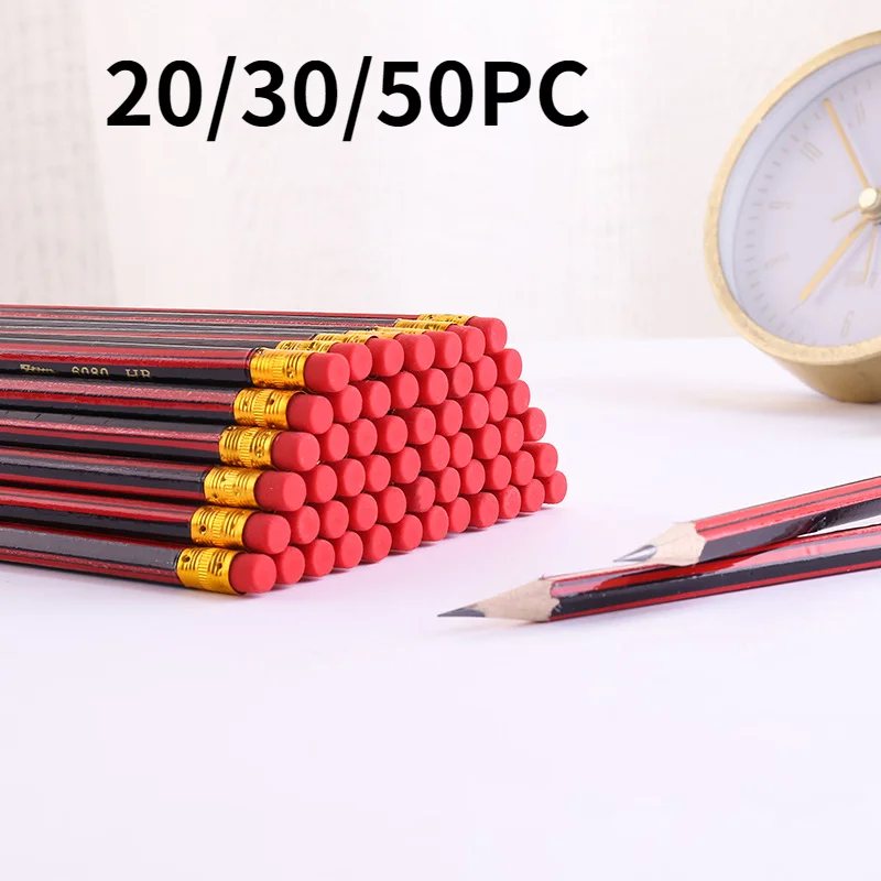 

Карандаш для скетчей 20/30/50 шт./лот, деревянные свинцовые карандаши HB, карандаш с ластиком для детей, карандаш для рисования, школьные письмен...