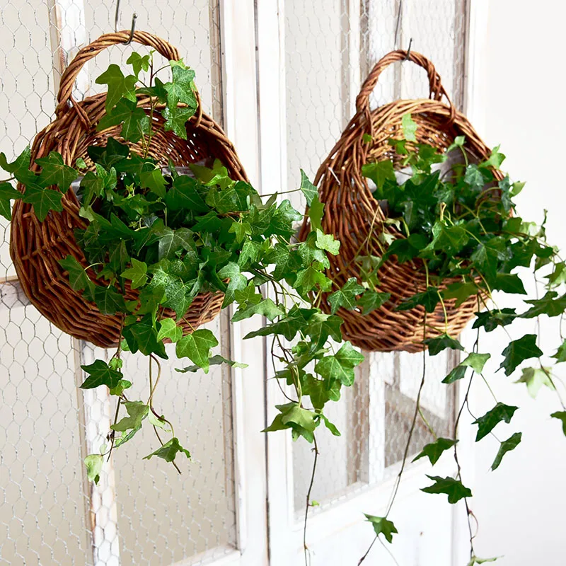 

Bamboo Woven Hanging Flower Basket Pot Plant Rattan Wall Flower Pot Hook Doniczki Ogrodowe I Donice Balcony Decoration ED50DL