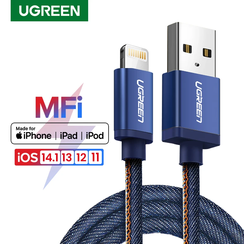 

USB-кабель Ugreen MFi Lightning для iPhone 13 mini 12 Pro Max 2,4 А, кабель для быстрой зарядки и передачи данных для iPhone X, XR, 11 мобильный телефон