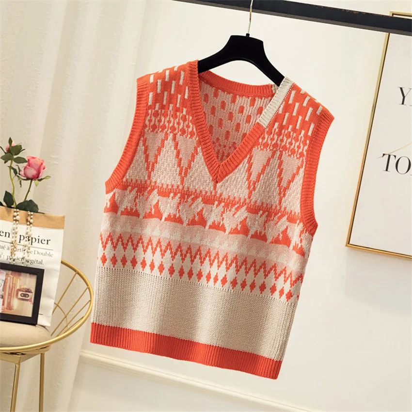 4XL плюс размер пальто без рукавов свитер жилет для женщин v-образный вырез вязаный