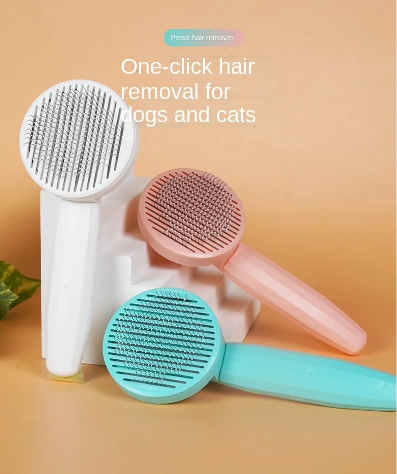 

Pet cat comb dog hair cleaning open knot needle comb cat and dog depilation comb one key depilation pet comb