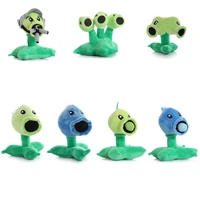 7pcslot 17cm plants vs zombies plush toys pvz gatling peashooter split pea plush soft stuffed toys for children kids gifts