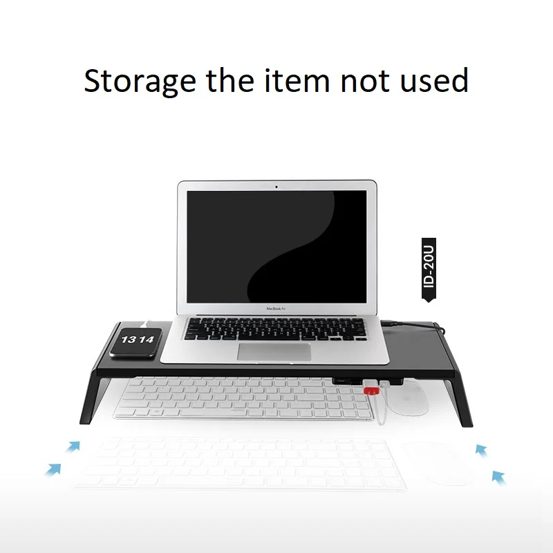 

Universal Metal Feet Monitor Stand Notebook Riser Laptop Stand with 4 USB2.0 Ports for Computer Laptop iMac TV LCD Display