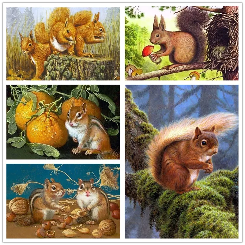 5D DIY Алмазная картина животные белка и гриб полный дисплей стразы из смолы