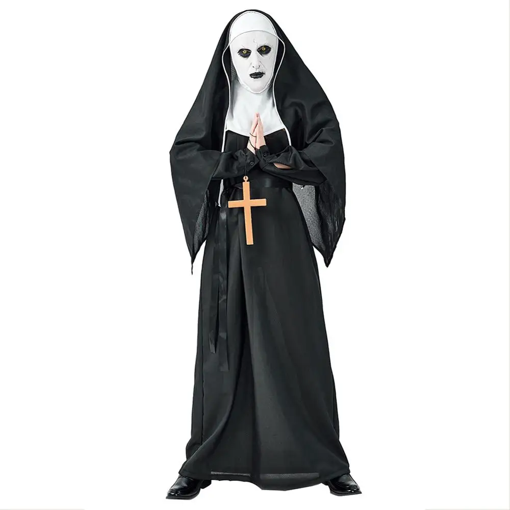 Взрослый религиозные костюм священника монахини христианский в Платье черного