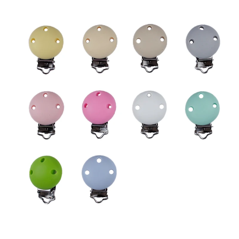 

2Pcs/Lot 10 Colors Round Shaped Pacifier Clip Silicone Bead Baby Teether Teething Accessories Clip Nipple Toy DIY Bead Tool