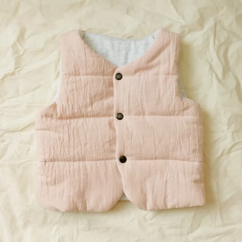 Детский хлопковый жилет 2018 новая Корейская льняная детская одежда на пуху