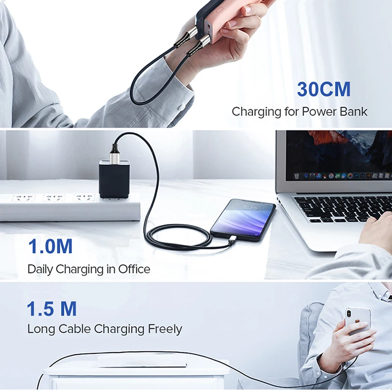

HEZUGOYI USB Type C Cable 3A Fast Charging Sync Data Micro USB Cable for Samsung Xiaomi Huawei Android Mobile Phone USB Cord Red