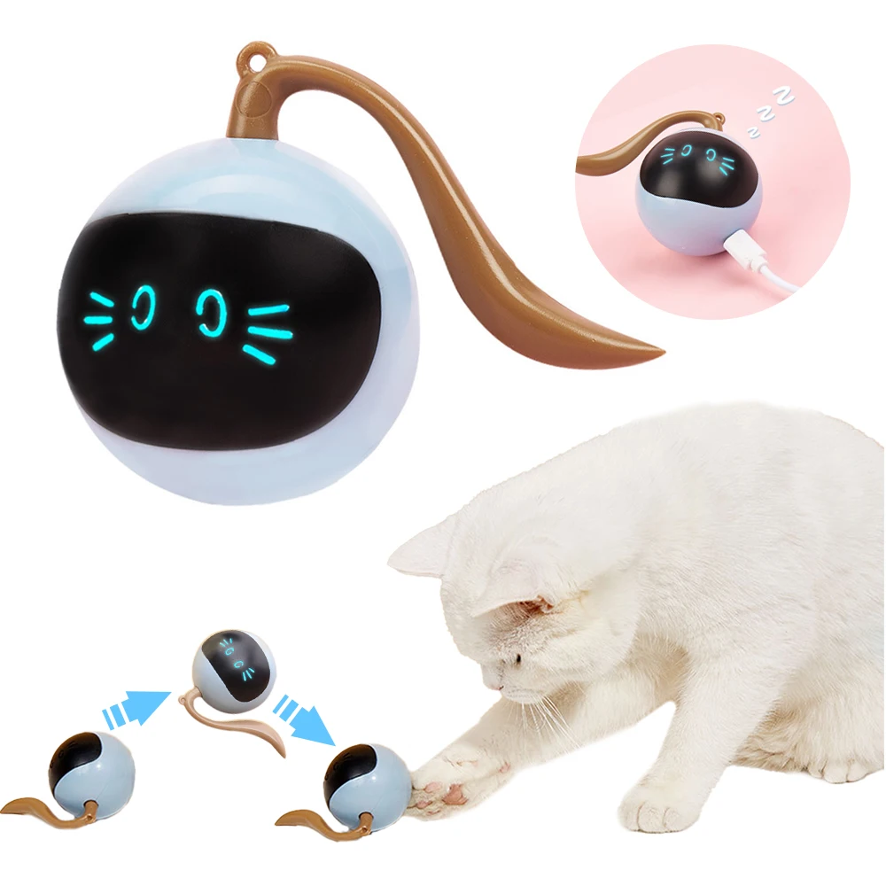 

Cat Ball Toys Automatic Interactive Electric USB Rechargeable Self Rotating Indoor Teaser Selfplay Exercise Toys for Pet Kitten