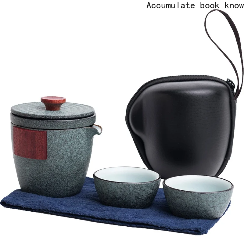 

Beautiful ceramic teapot gaiwan with 2 cups a tea sets portable travel simple tea set drinkware tea set chinese