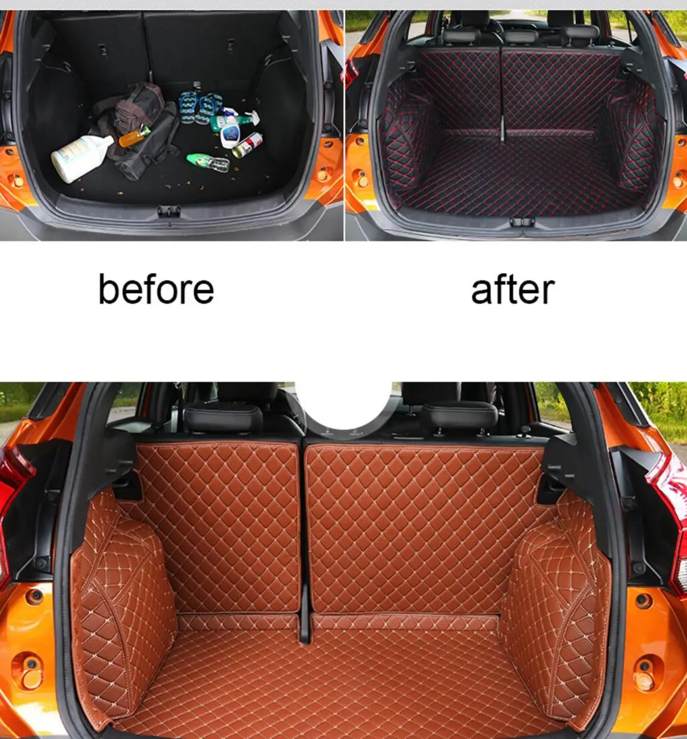 

luxury fiber leather car trunk mat for nissan kicks 2015 2016 2017 2018 2019 2020 car accessories