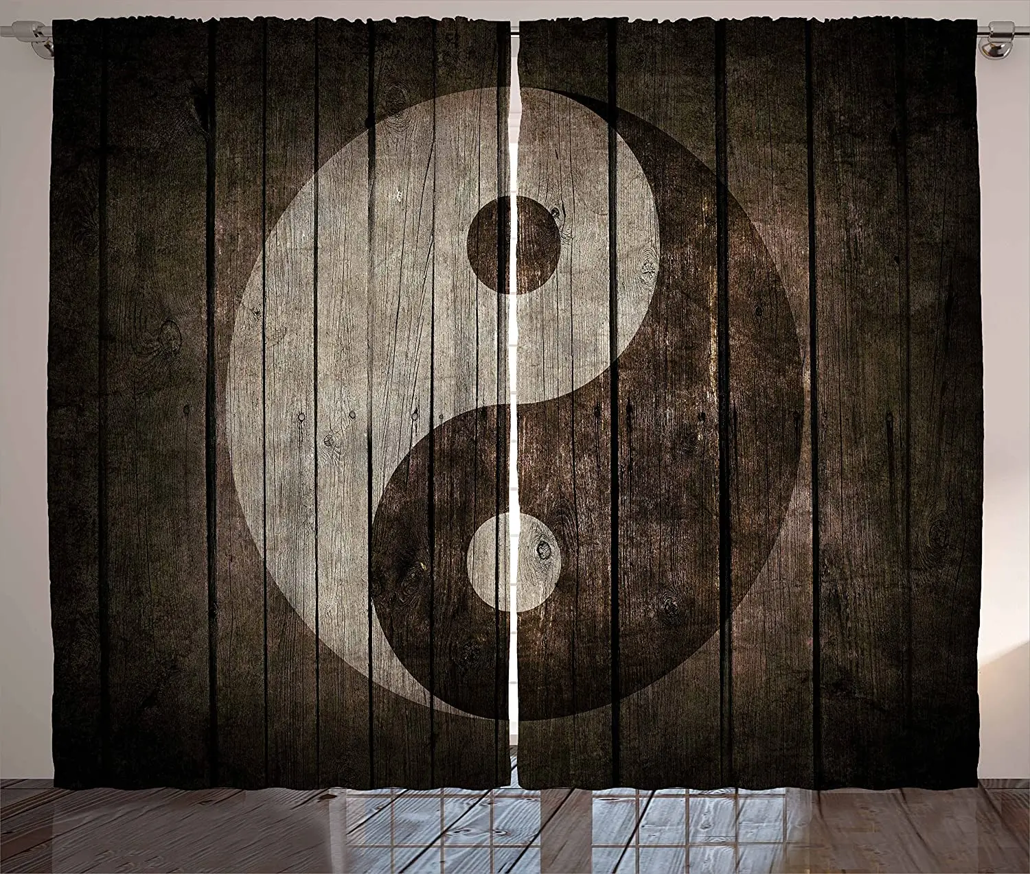 Ying Yang занавески деревенские деревянные с знак искусства гранж дизайн мир Баланс