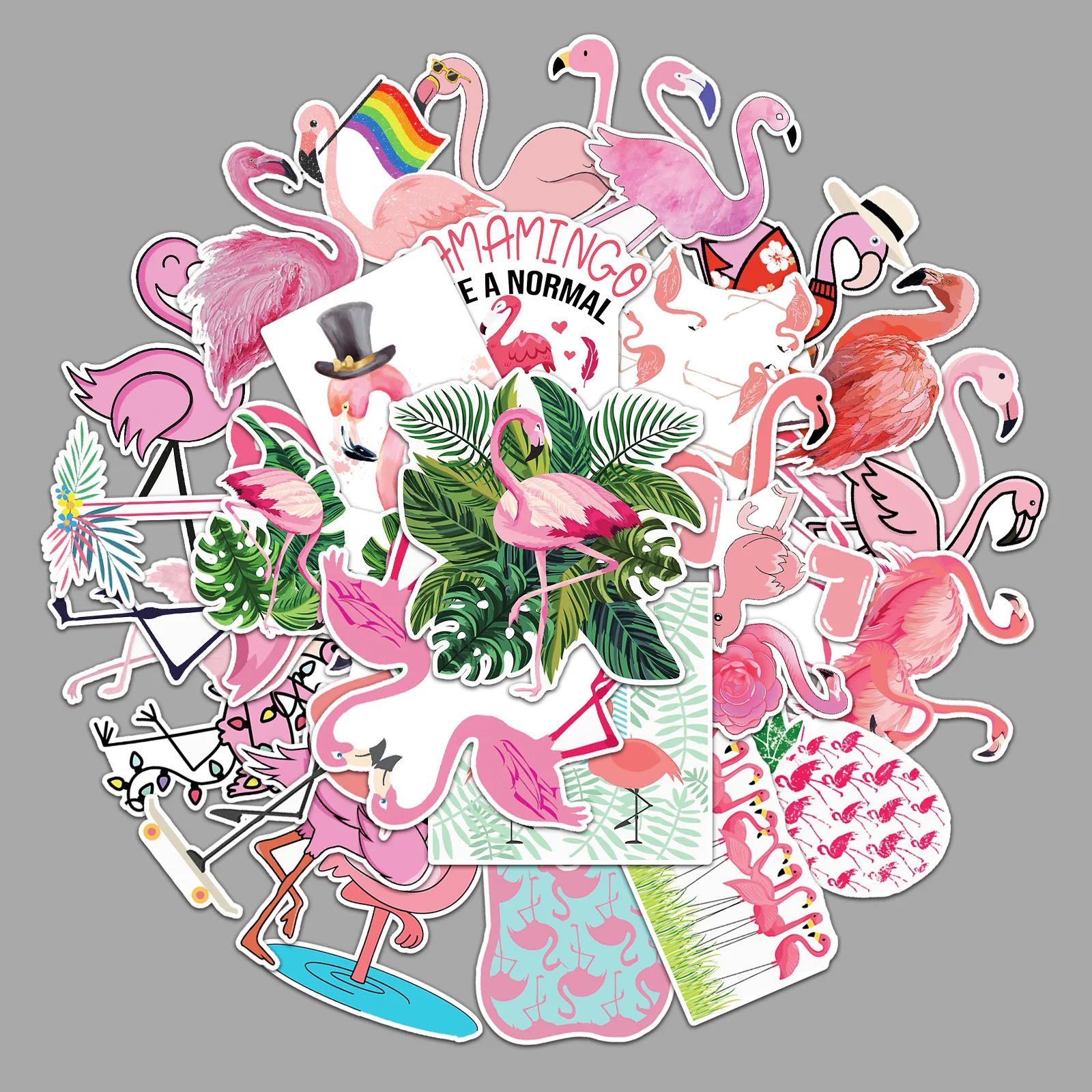

50 шт., водостойкие наклейки в виде фламинго, животных