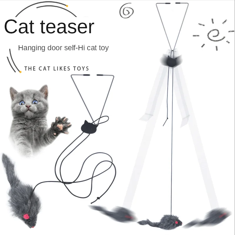 

New Cat Toy Triangle Hook Adjustable Telescopic Hanging Door Type Funny Cat And Mouse Shape Toy Self-hey Funny Cat Pet Supplies