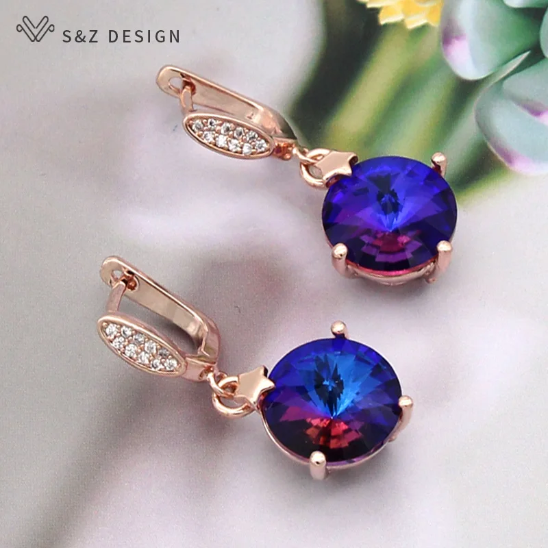 Серьги-подвески S &amp Z женские модные элегантные круглые цветные серьги-подвески