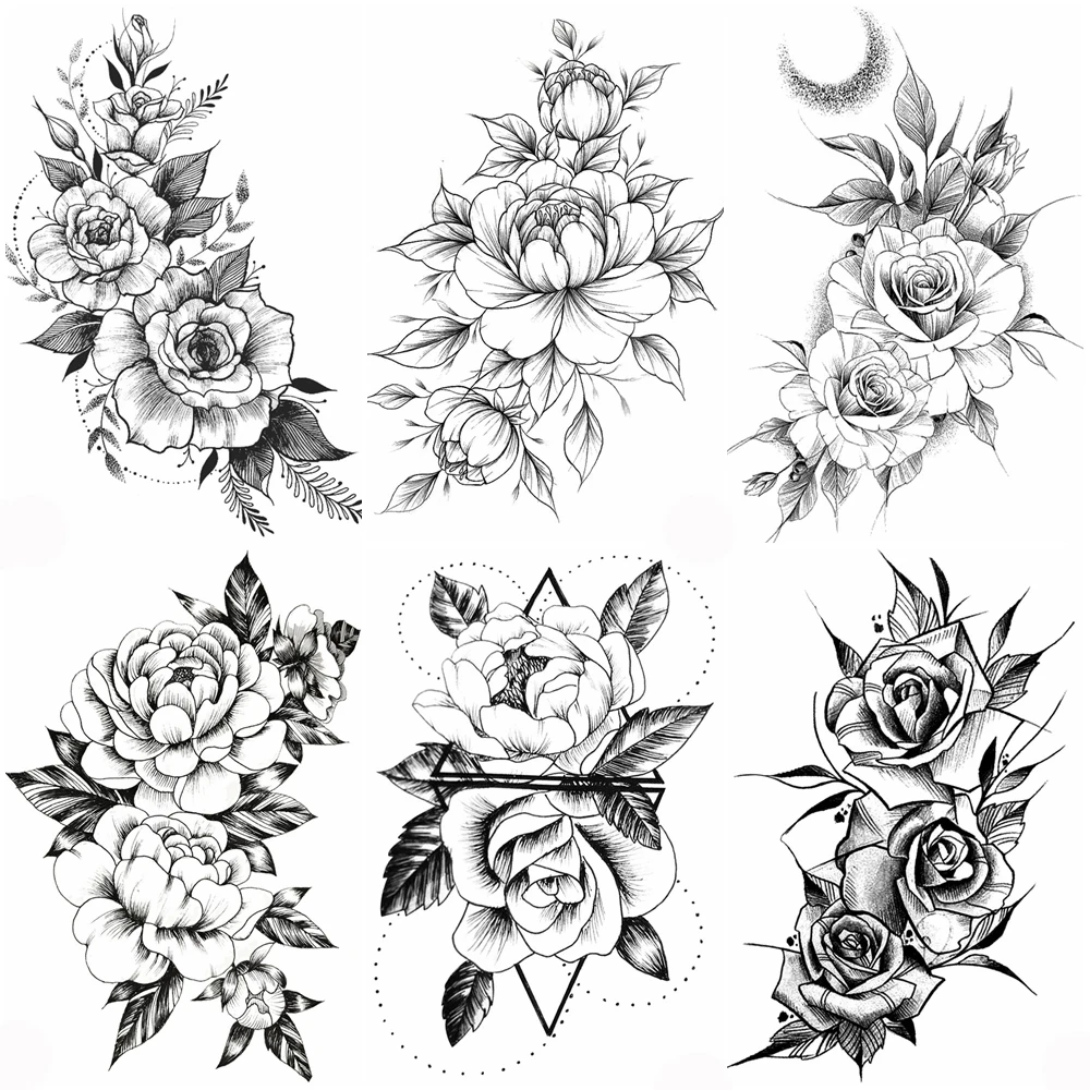 Временные татуировки для женщин бегонии цветы кровь хна боди Арта сделай сам