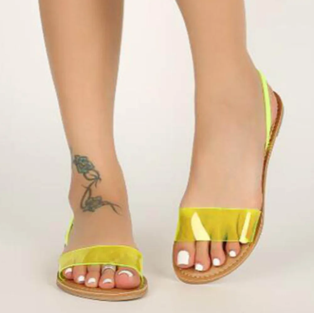 Модные летние прозрачные тапочки женская обувь шлепанцы с открытым носком на