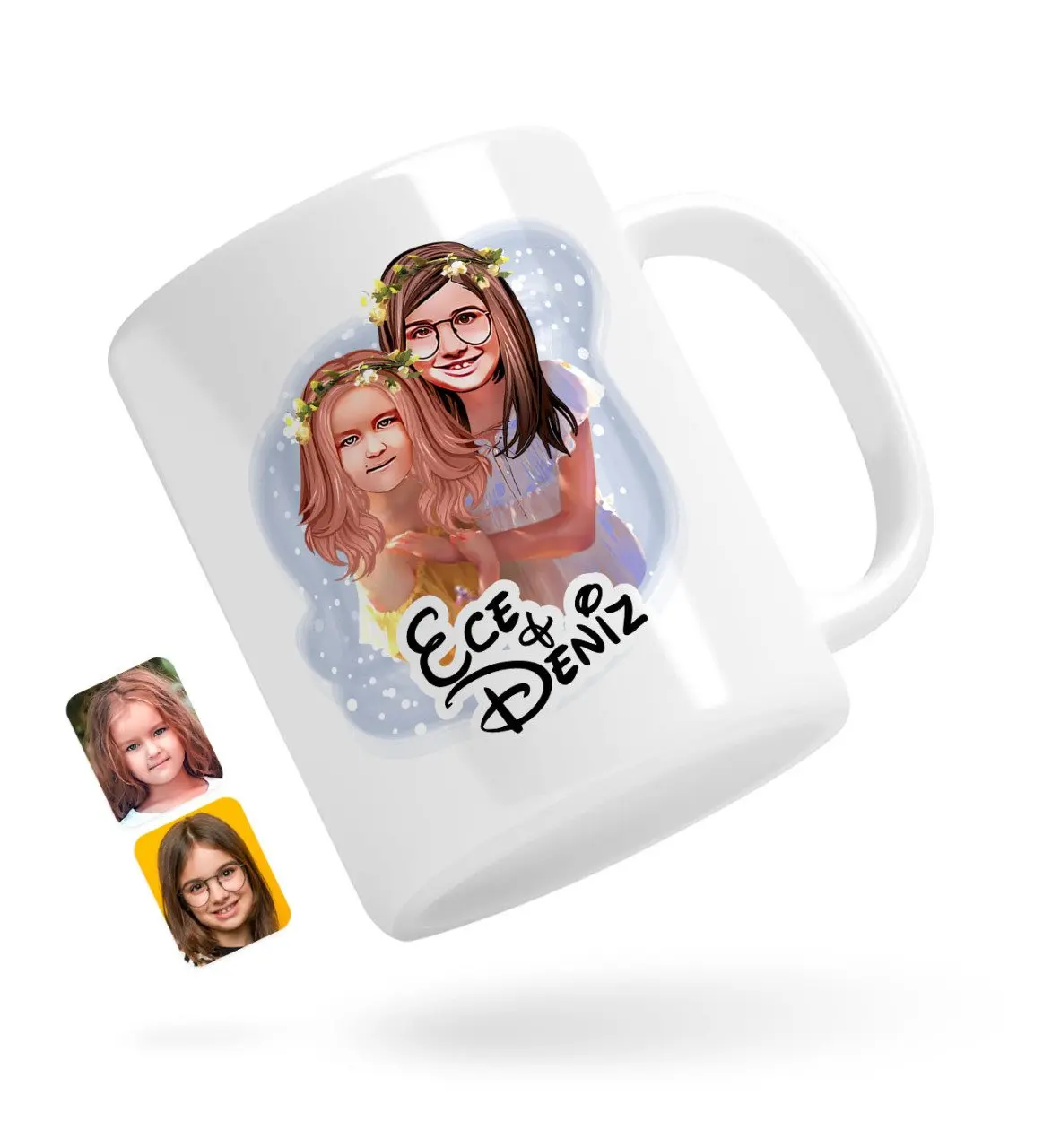 

Персонализированные сестры карикатура белая кружка Bardak-2