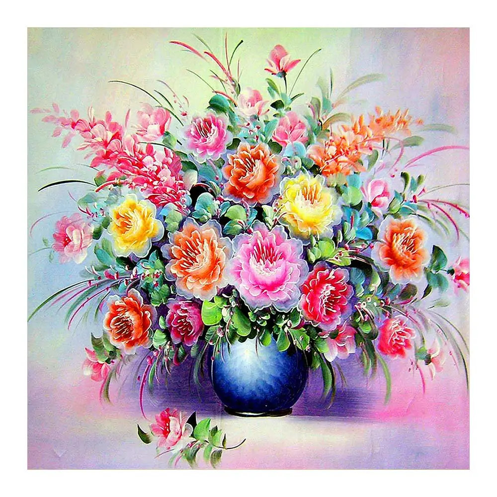 Красочные розы ваза для цветов алмазов картина маслом цветочный круглый полный
