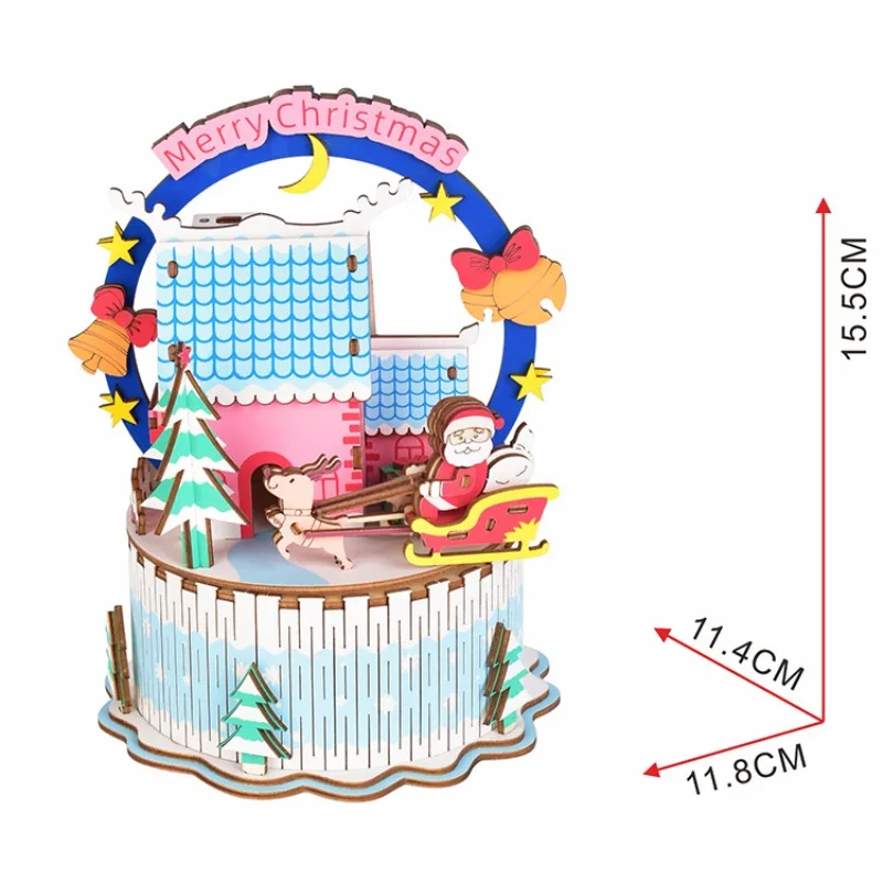 Музыкальная шкатулка с автоматическим вращением 3D деревянная трехмерная