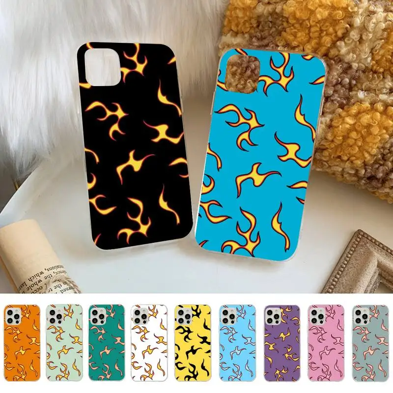 

FHNBLJ Colorful Flames Phone Case for iPhone 11 12 13 mini pro XS MAX 8 7 6 6S Plus X 5S SE 2020 XR cover