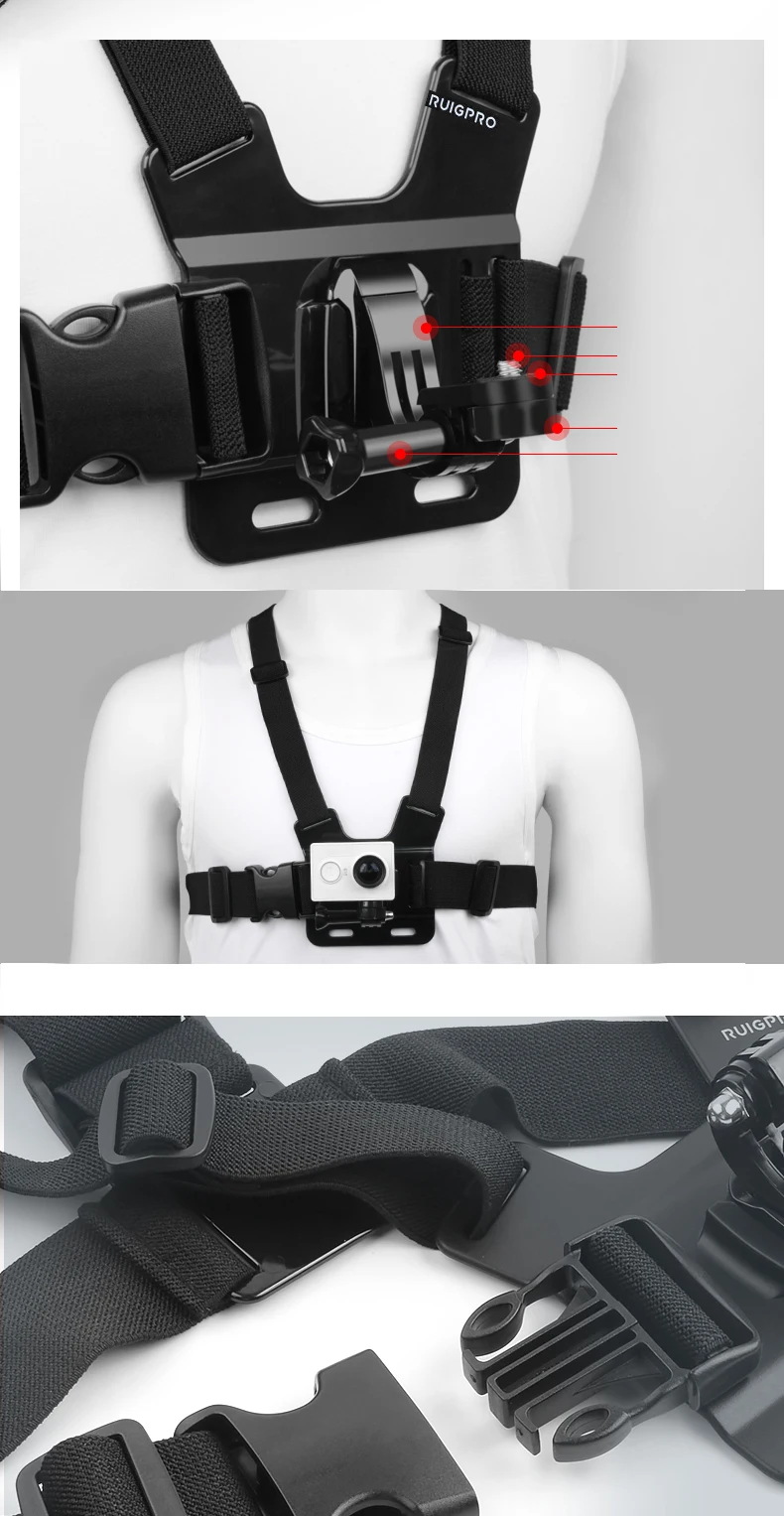 Нагрудный ремень для Gopro Hero 8 7 6 5 Xiaomi Yi 4K Экшн-камера нагрудное крепление жгут для Go Pro SJCAM SJ4000 Sport Fix