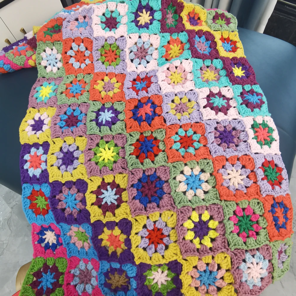 

DIY Colourful Daisy Handmade Hand Hook Tablecloth Fashion Carpet Crochet Blanket Yoga Bolster Cushion Party Crochet Table Mat