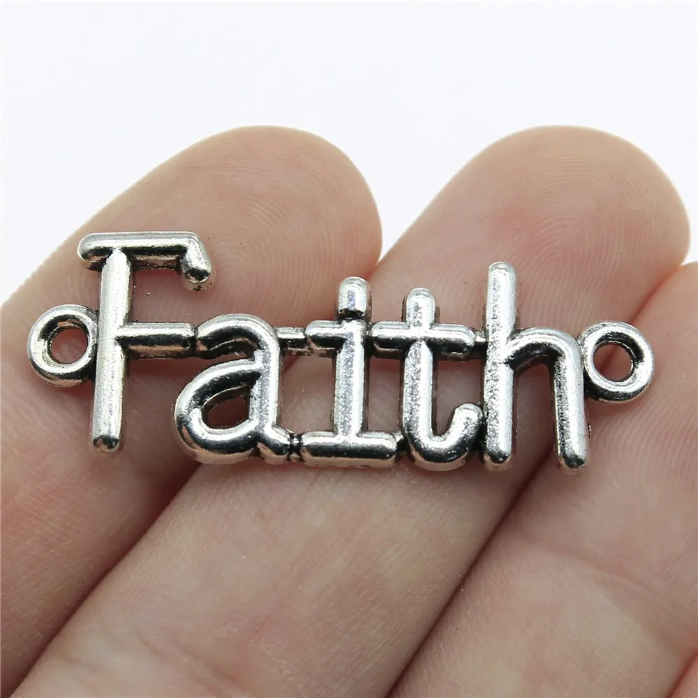 WYSIWYG 5 шт. 40x15 мм с жемчужным кулоном соединитель &quotFaith&quot Вера Слово Разъем Шарм