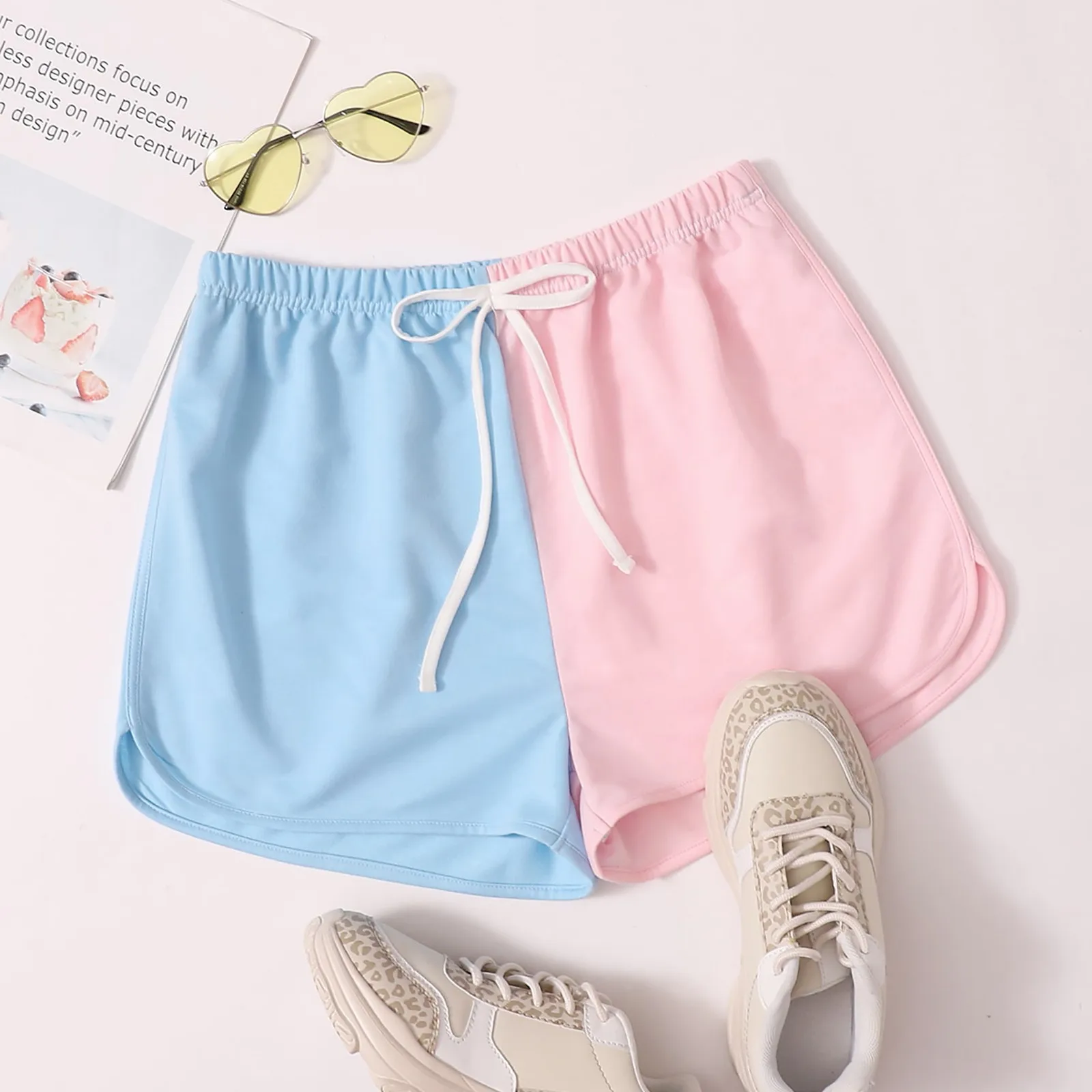 

Шорты женские летние с завышенной талией, на шнуровке