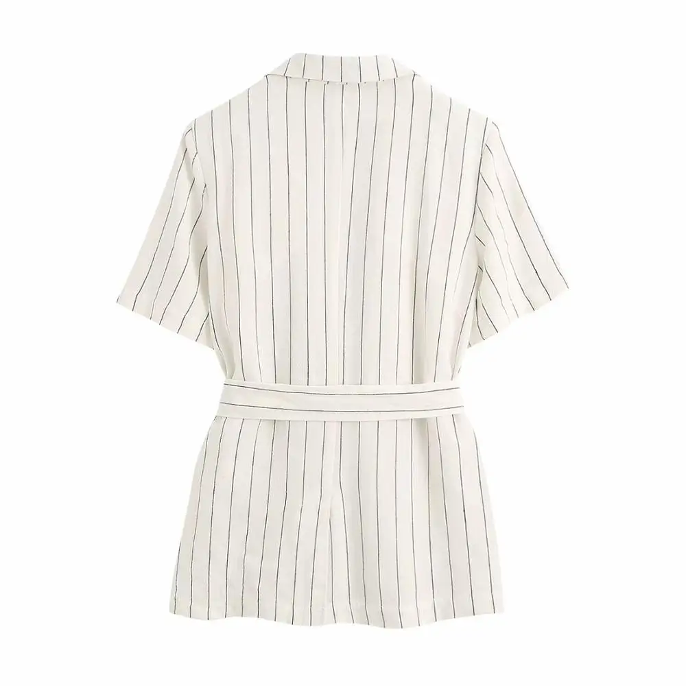 Женский костюм из 2 предметов белая рубашка в полоску с коротким рукавом и шорты