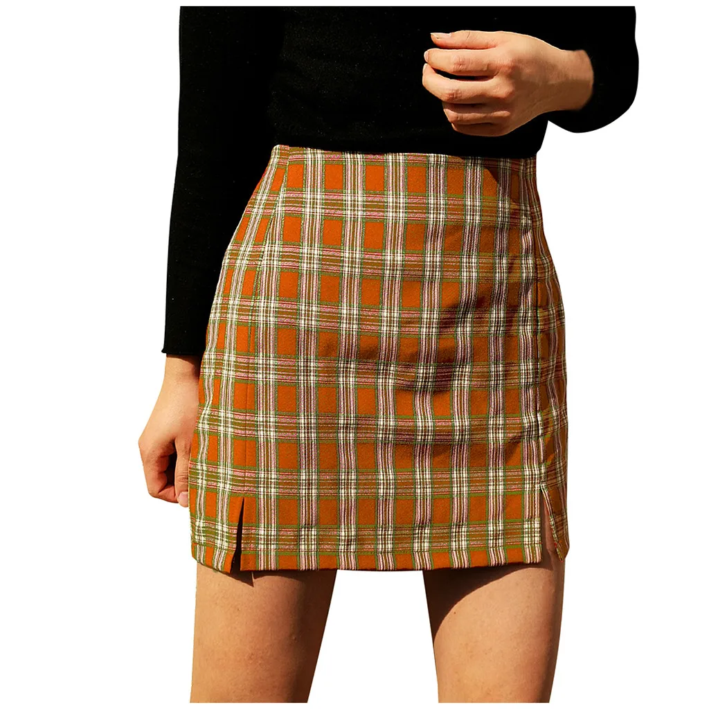 Простая красная юбка короткая облегающая клетчатая женская летняя мини с