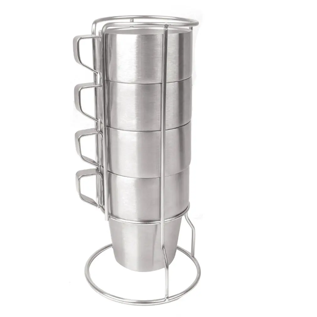 

1 Set 4Pcs 300ML Stainless Steel Camping Cup Mug Outdoor Camping Hiking Folding Portable Tea Coffee Beer Cup